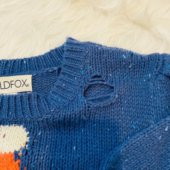 Wildfox Jingle Man Santa Ugly Distressed Sweater L - Picture 8 of 15